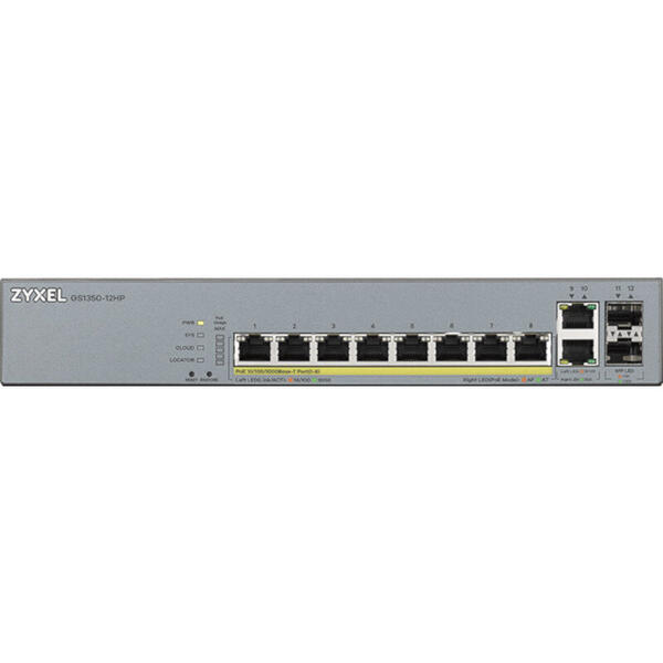 Switch ZyXEL Gigabit GS1350-12HP, 8x LAN, 4x SFP, PoE