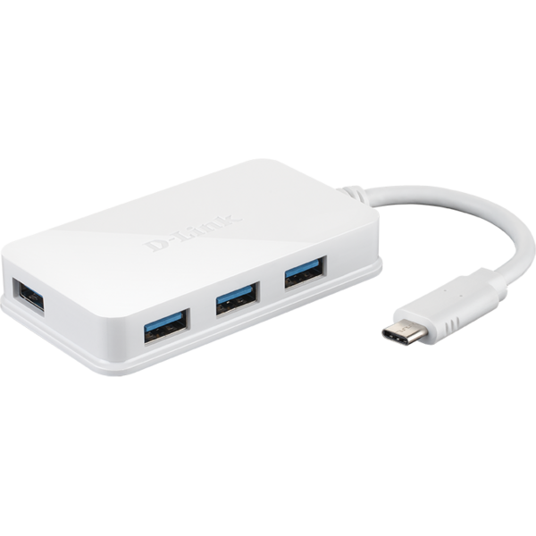 Hub USB D-LINK DUB-H410 4 porturi, USB 3.0, Alb