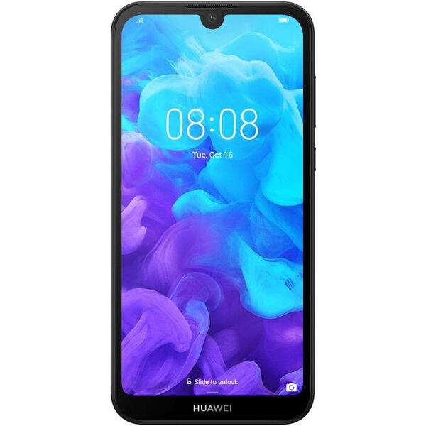 Smartphone Huawei Y5 (2019), 5.71 inch, Quad Core, 16GB, 2GB RAM, Dual SIM, 4G, Black