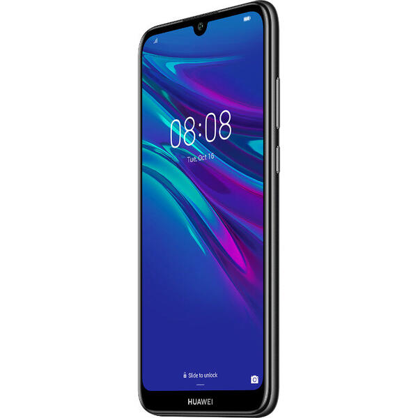 Smartphone Huawei Y6 (2019), 6.09 inch, Ecran HD+, Quad Core, 32GB, 2GB RAM, Dual SIM, 4G, Midnight Black