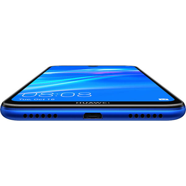 Smartphone Huawei Y7 (2019), 6.26 inch IPS, Octa Core, 32GB, 3GB RAM, Dual SIM, 4G, 3-Camere, Aurora Blue