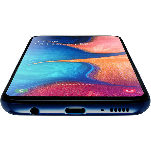 Smartphone Samsung Galaxy A20e (2019), 5.8 inch Infinity-V Display, 32GB, 3GB RAM, Dual SIM, 4G, 3-Camere, NFC, Blue