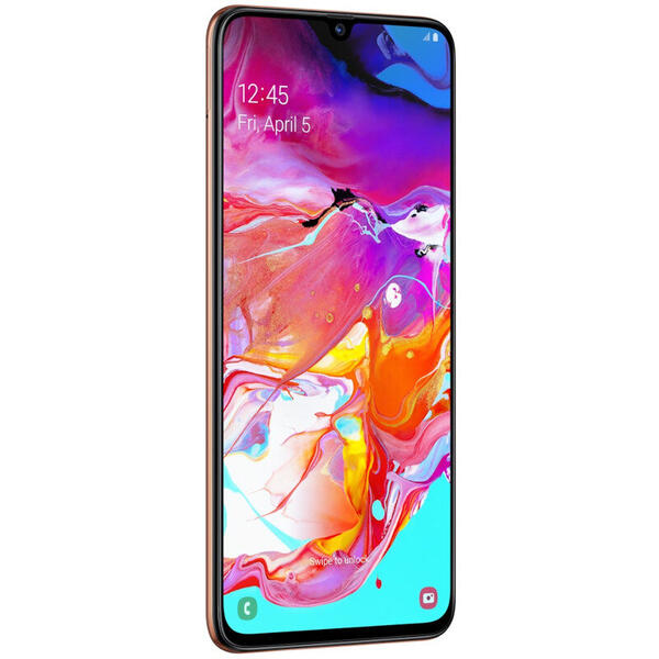 Smartphone Samsung Galaxy A70 (2019), 6.7 inch Super AMOLED, Octa Core, 128GB, 6GB RAM, Dual SIM, 4G, NFC, 4-Camere, Coral
