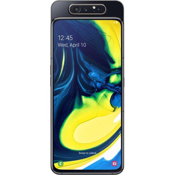 Smartphone Samsung Galaxy A80 (2019), 6.7 inch Super AMOLED, Infinity Display, Octa Core, 128GB, 8GB RAM, Dual SIM, 4G, camera tripla rotativa, Phantom Black