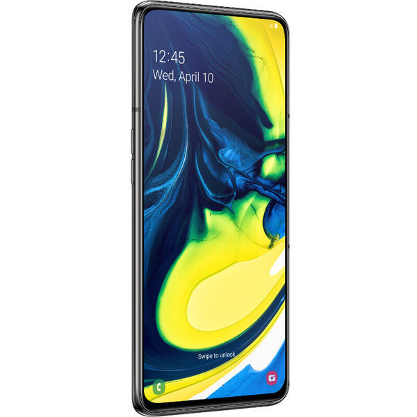 Smartphone Samsung Galaxy A80 (2019), 6.7 inch Super AMOLED, Infinity Display, Octa Core, 128GB, 8GB RAM, Dual SIM, 4G, camera tripla rotativa, Phantom Black