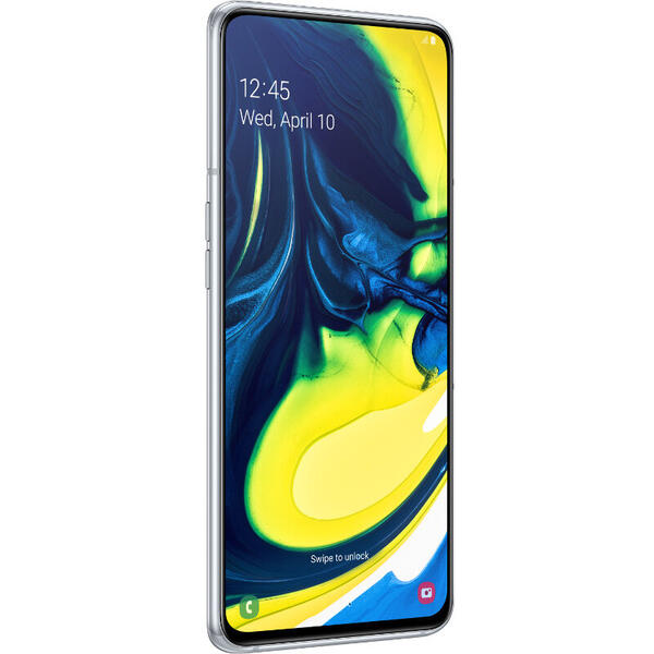 Smartphone Samsung Galaxy A80 (2019), 6.7 inch Super AMOLED, Infinity Display, Octa Core, 128GB, 8GB RAM, Dual SIM, 4G, camera tripla rotativa, Ghost White