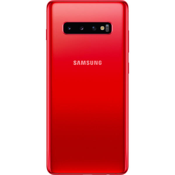 Smartphone Samsung Galaxy S10 Plus, 6.4 inch Dynamic AMOLED, Octa Core, 128GB, 8GB RAM, Dual SIM, 4G, 5-Camere, Cardinal Red