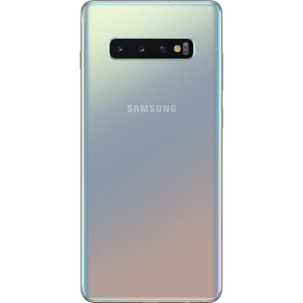Smartphone Samsung Galaxy S10 Plus, 6.4 inch Dynamic AMOLED, Octa Core, 128GB, 8GB RAM, Dual SIM, 4G, 5-Camere, Prism Silver