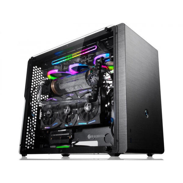 Carcasa RAIJINTEK Ophion M Evo TGS, MiniTower, Tempered Glass, Fara sursa, Negru