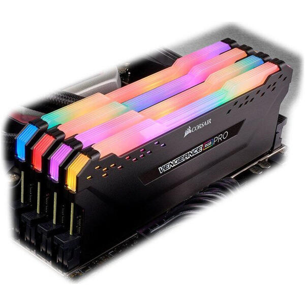 Memorie Corsair Vengeance RGB PRO, 64GB DDR4, 3200MHz, CL16, Quad Channel Kit