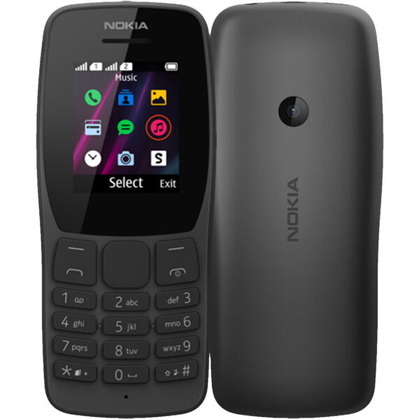Telefon mobil Nokia 110, Dual SIM, 1.77 inch, 4MB, 4MB RAM, 2G, Black