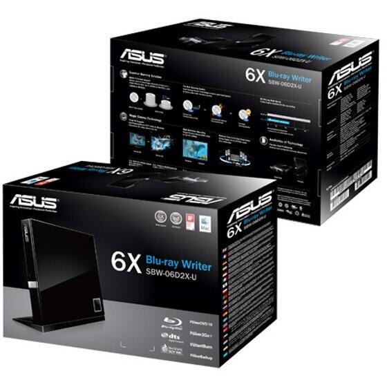 Unitate optica Asus Blu-ray ReWriter SBW-06D2X-U black extern slim, USB 2.0