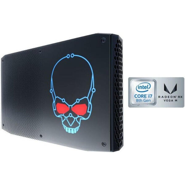 Mini PC Intel NUC NUC8I7HVK2, Core i7-8809G 3.1GHz, 2x DDR4 SO-DIMM 32GB max, Radeon RX Vega M GH, 2x M.2 SSD