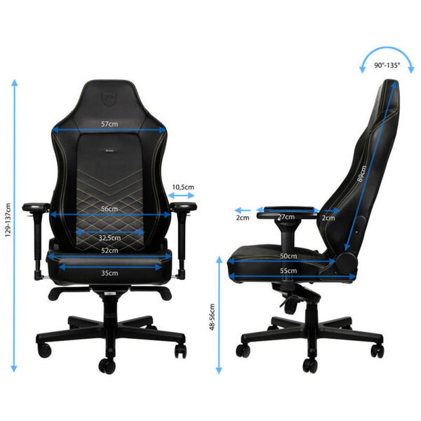 Scaun Gaming NobleChairs HERO Negru/Auriu