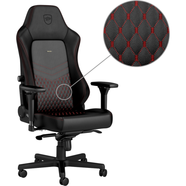 Scaun Gaming NobleChairs HERO Real Leather Black/Red