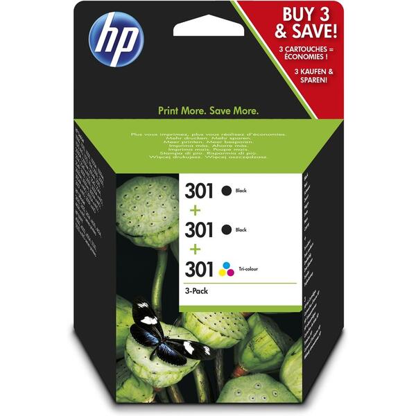 HP 301 Black Set 2 Cartuse negru si 1 tricolor