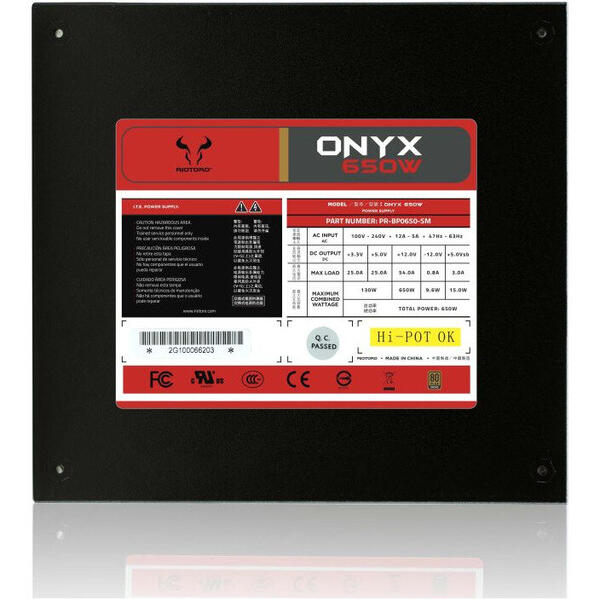 Sursa Riotoro Onyx, ATX, Certificare 80+ Bronze, Semi Modulara, 650W