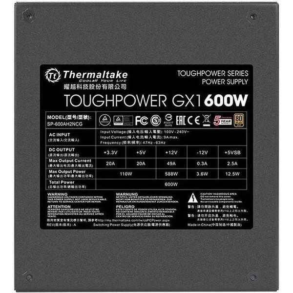 Sursa Thermaltake Toughpower GX1, Certificare 80+ Gold, 600W