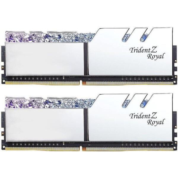 Memorie G.Skill Trident Z Royal RGB Silver 16GB DDR4 4000MHz CL19 1.35v Dual Channel Kit