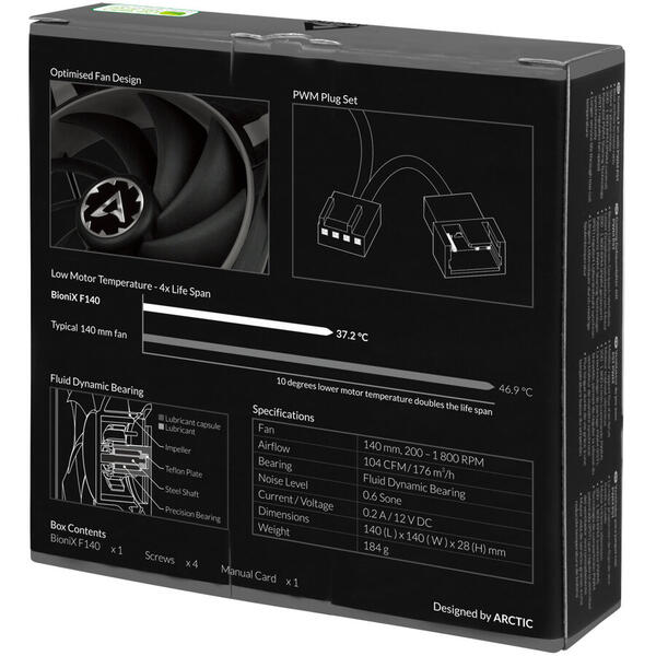 Ventilator PC Arctic AC BioniX F140 PWM Grey 140mm