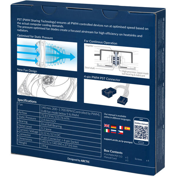 Ventilator PC Arctic AC P14 PWM PST CO Black 140mm