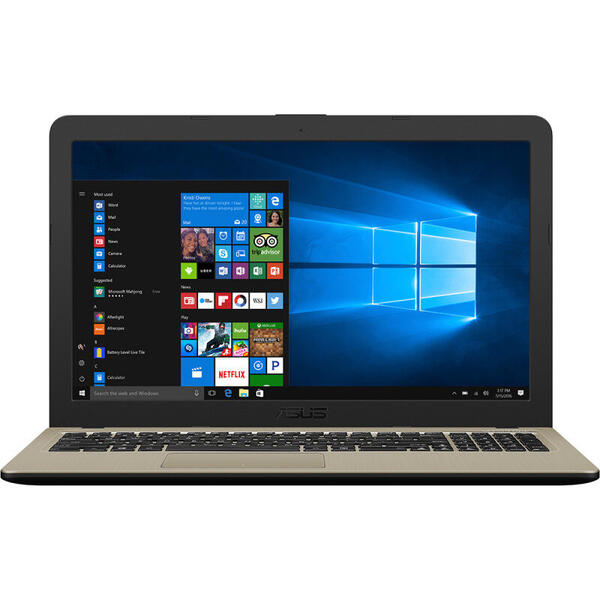 Laptop Asus VivoBook 15 X540MA, 15.6'' HD, Intel Celeron N4000, 4GB DDR4, 256GB SSD, GMA UHD 600, Endless OS, Chocolate Black, No ODD