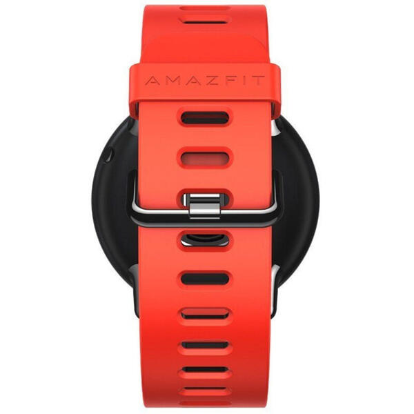 SmartWatch Xiaomi Amazfit Pace, negru, curea silicon rosu-negru, Bluetooth, GPS si senzor HR