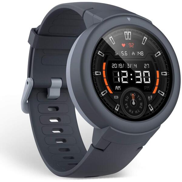 SmartWatch Xiaomi Amazfit Verge Lite, Curea silicon, GPS, IP68 rezistent la apa, Shark Gray