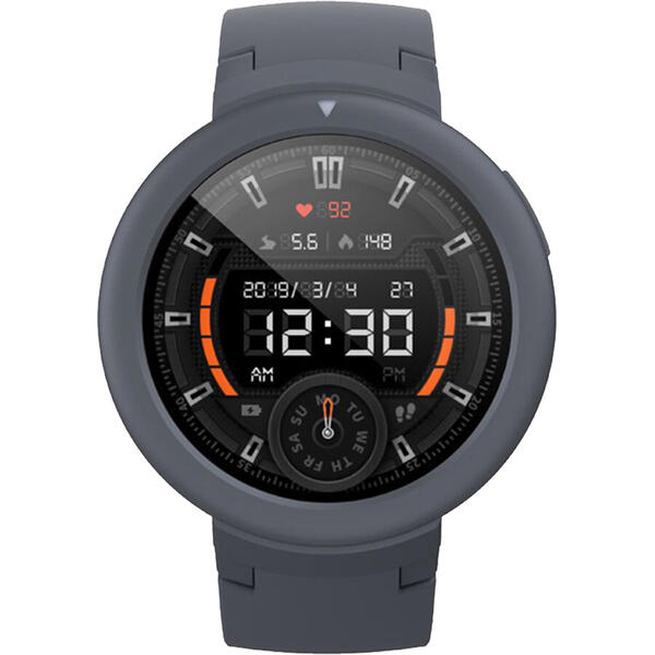 SmartWatch Xiaomi Amazfit Verge Lite, Curea silicon, GPS, IP68 rezistent la apa, Shark Gray