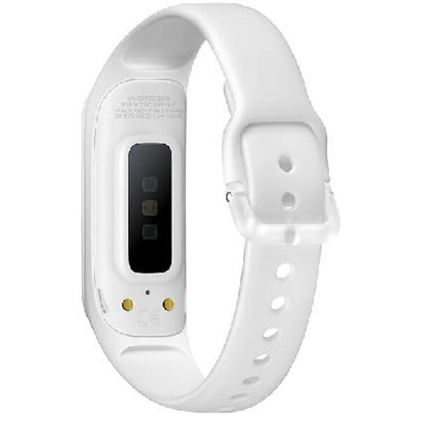 Bratara fitness Samsung Galaxy Fit E (2019), rezistent la apa, senzor ritm cardiac, curea silicon, White