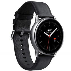 Galaxy Watch Active 2 (2019), 44 mm, Wi-Fi, Bluetooth, GPS, NFC, Rezistent la apa, Otel argintiu, Curea piele, Negru