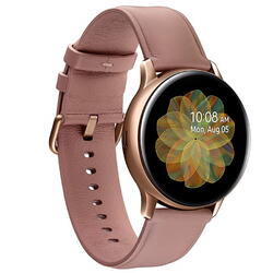 Galaxy Watch Active 2 (2019), 40 mm, Wi-Fi, Bluetooth, GPS, NFC, Rezistent la apa, Otel argintiu, Curea piele, Maro