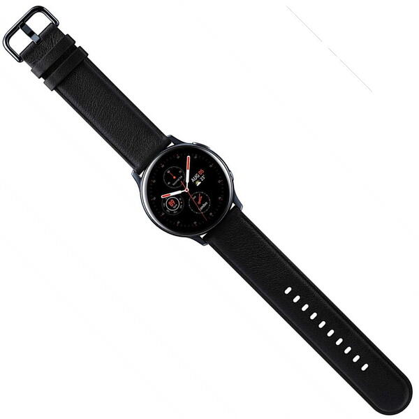 SmartWatch Samsung Galaxy Watch Active 2 (2019), 40 mm, Wi-Fi, Bluetooth, GPS, NFC, Rezistent la apa, Otel negru, Curea piele, Negru