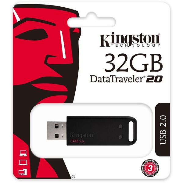 Memorie USB Kingston DataTraveler 32GB, USB 2.0, Negru