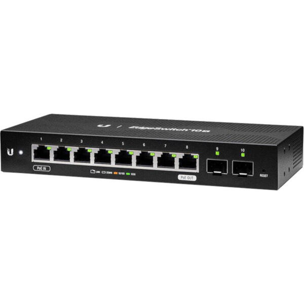 Switch Ubiquiti Gigabit EdgeSwitch 10X, 8 x LAN, 2 x SFP, PoE