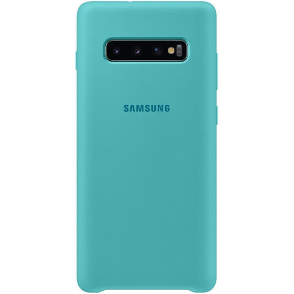 Capac protectie spate Samsung Silicon Green pentru Galaxy S10 Plus