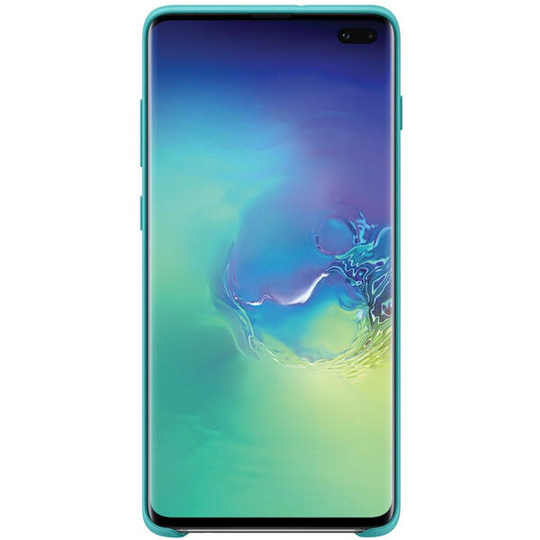 Capac protectie spate Samsung Silicon Green pentru Galaxy S10 Plus