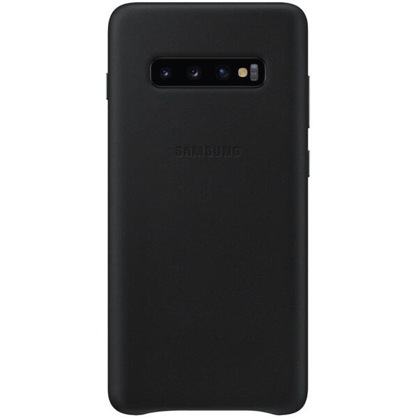 Capac protectie spate Samsung Leather Black pentru Galaxy S10 Plus