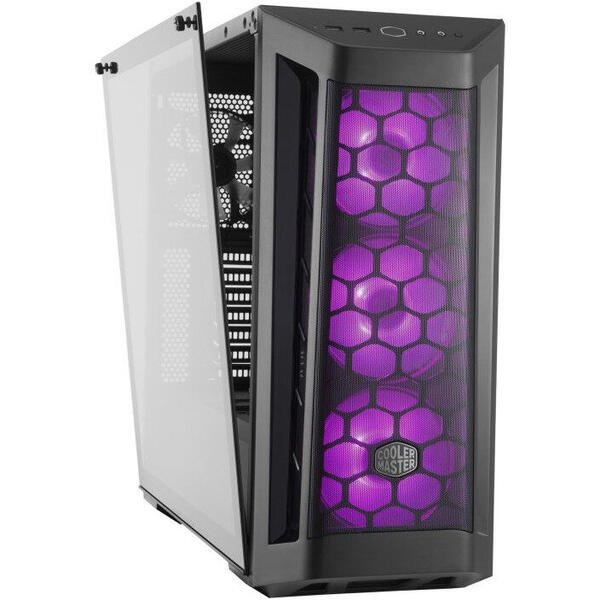 Carcasa Cooler Master MasterBox MB511 RGB, Tempered Glass, MiddleTower, Fara sursa, Negru-Albastru