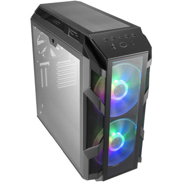 Carcasa Cooler Master MasterCase H500M Iron Grey, Tempered Glass, MiddleTower, Fara sursa, Negru-Gri