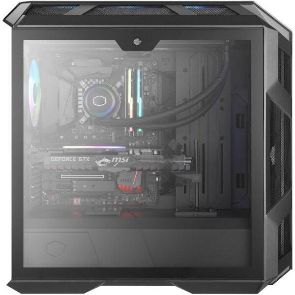 Carcasa Cooler Master MasterCase H500M Iron Grey, Tempered Glass, MiddleTower, Fara sursa, Negru-Gri