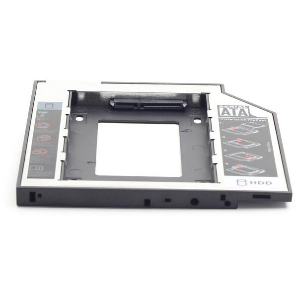 Rack Gembird Caddy HDD/SSD MF-95-01, pentru unitati optice de tipul slot-loading sau mai subtiri de 9.5 mm