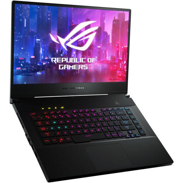 Laptop Asus Gaming ROG Zephyrus S GX502GV, 15.6'' FHD 240Hz, Intel Core i7-9750H, 16GB DDR4, 512GB SSD, GeForce RTX 2060 6GB, No OS, Black