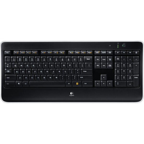 Tastatura Logitech Wireless K800, White LED, USB, Layout US International, Black