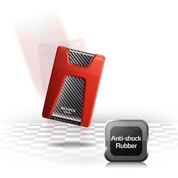 Hard Disk Extern ADATA DashDrive Durable HD650, 1TB, 2.5 inch, USB 3.1, Red