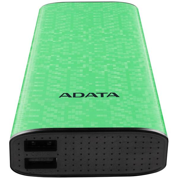Baterie externa A-DATA P10000, 10000mAh, 2x USB, Green