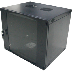 W06F64B, 19 inch, 6U, Wall Mount, Glass door, Black