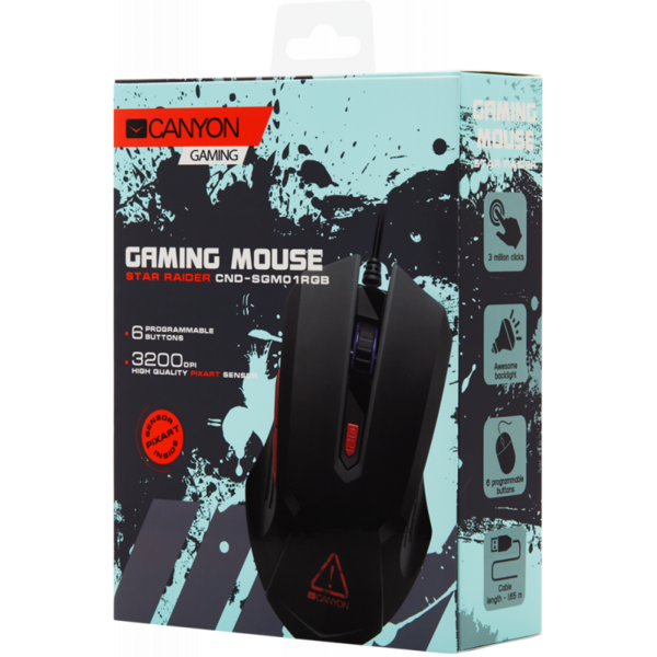 Mouse gaming Canyon Star Raider RGB, USB, Negru-Portocaliu