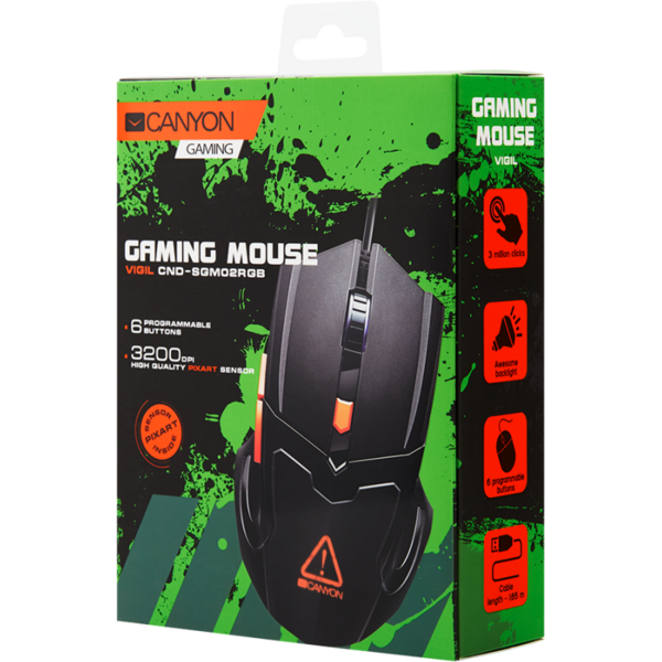 Mouse gaming Canyon Vigil, USB, Black-Orange