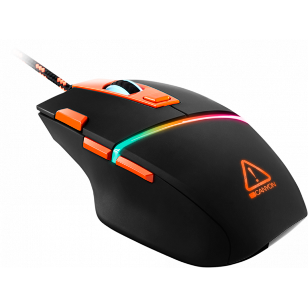 Mouse gaming Canyon Sulaco RGB, USB, Black-Orange